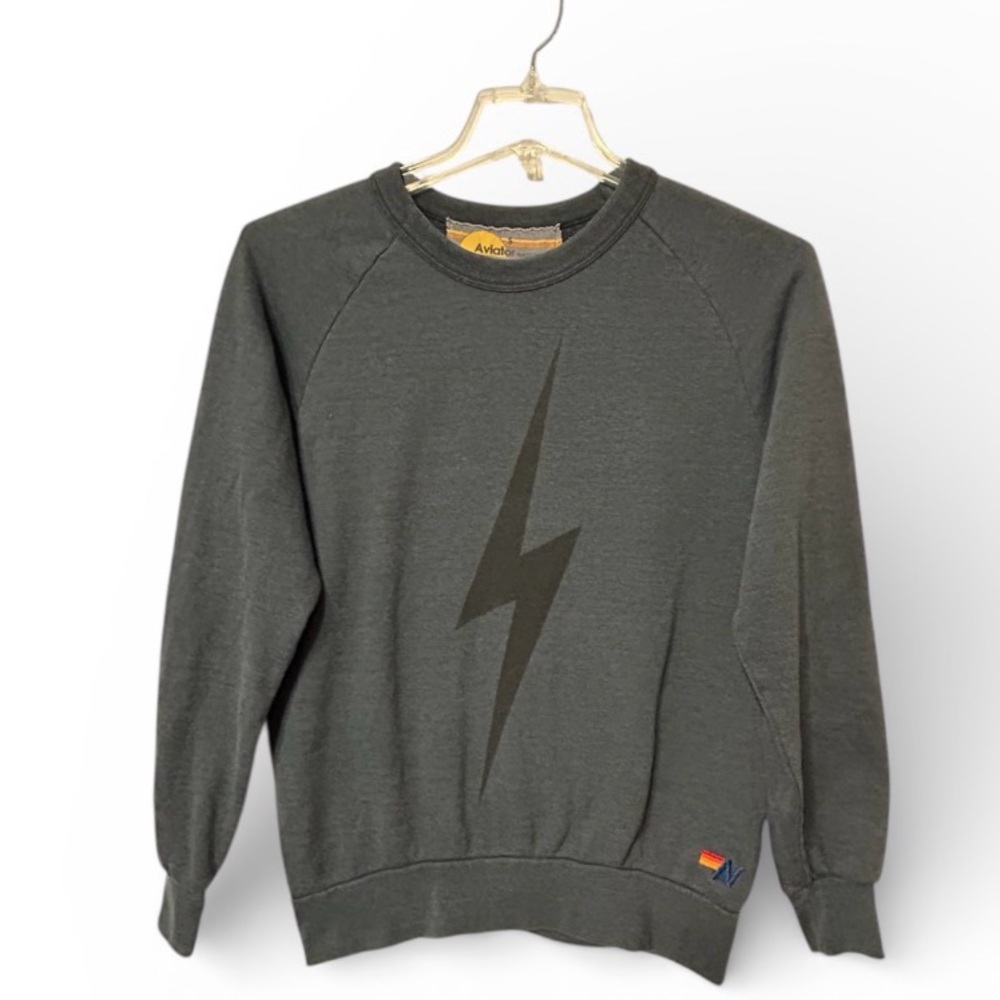 Aviator Nation gray lightning bolt sweatshirt